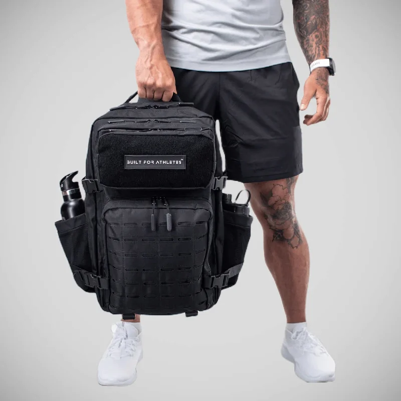 Leatherette backpack with a quilted texture and a magnetic snap closureBuilt For Athletes Large Gym Backpack Black