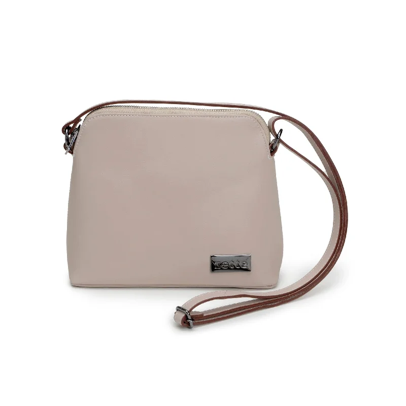 Metallic backpack with a shiny finish for a trendy evening accessory'Camille' handbag by Zette - light grey