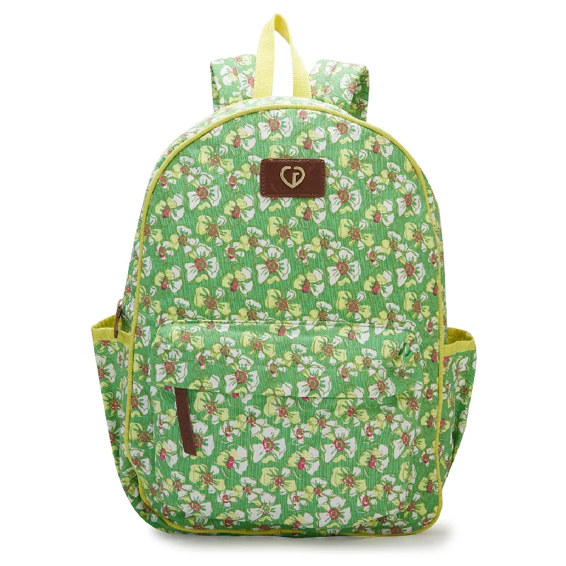 Embroidered backpack with detailed floral threadwork for a unique touchCaprese Blossom Laptop Backpack Large Light Green