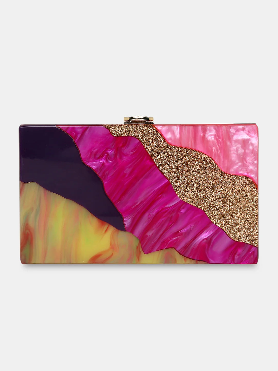 Patent leather clutch with a modern, minimalist designCaprese Gaida Clutch Small Fuchsia