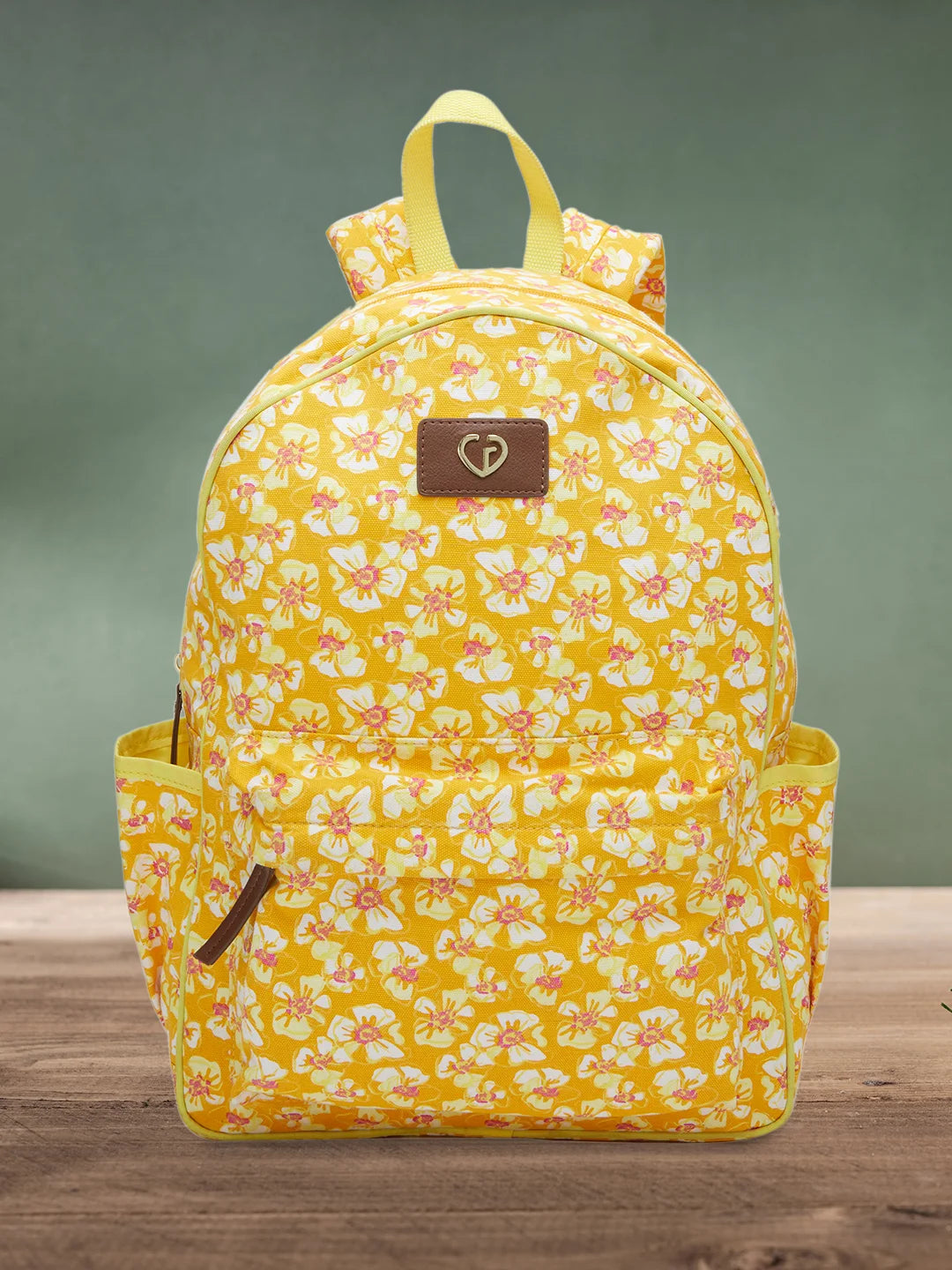 Silk - lined backpack with a smooth interior for protecting belongingsCaprese Shay Laptop Backpack Large Amber Yellow