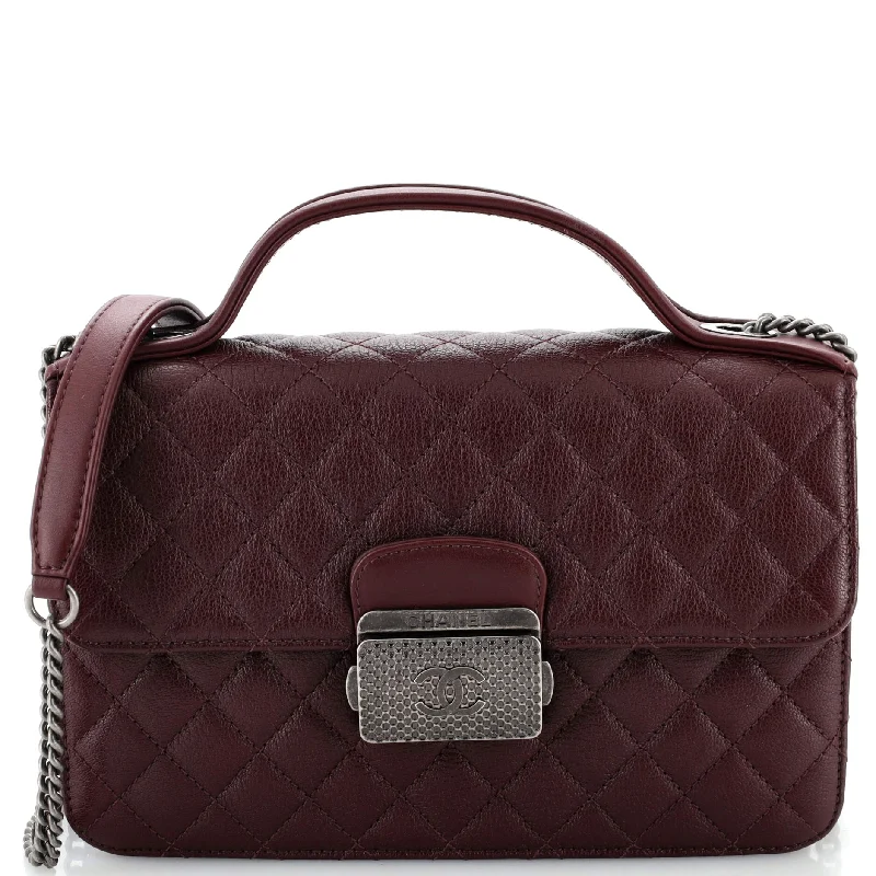 Convertible satchel that can be worn as a crossbody or shoulder bagCC University Flap Bag Quilted Goatskin Small