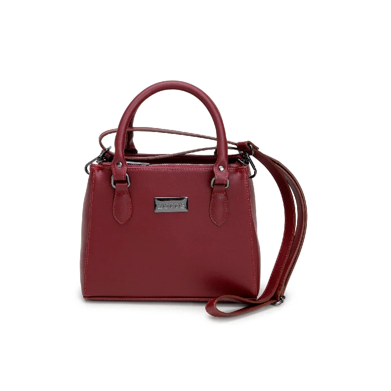 Metallic backpack with a shiny finish for a trendy evening accessory'Clarie' handbag by Zette - burgundy