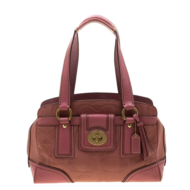 Soft suede satchel in a rich burgundy color for autumnCoach Leather Pocket Turnlock Satchel