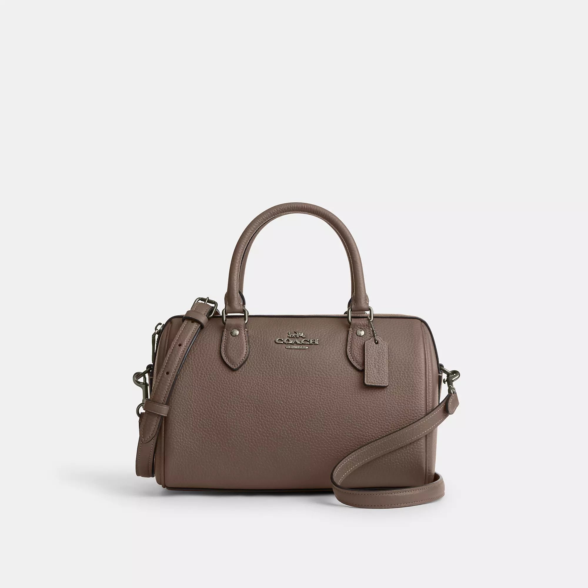 Soft suede satchel in a rich burgundy color for autumnCoach Outlet Rowan Satchel Bag