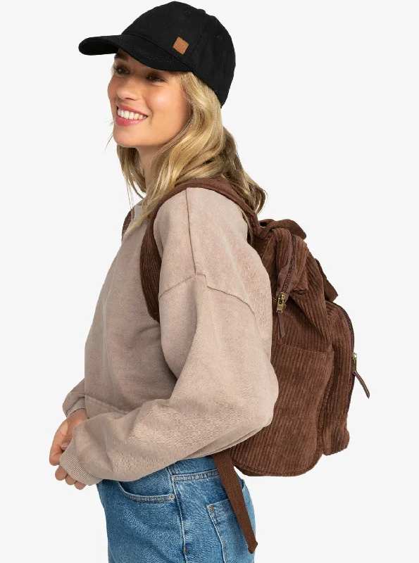 Convertible backpack that can be worn as a cross - body bagCozy Nature Medium Corduroy Backpack - Bitter Chocolate