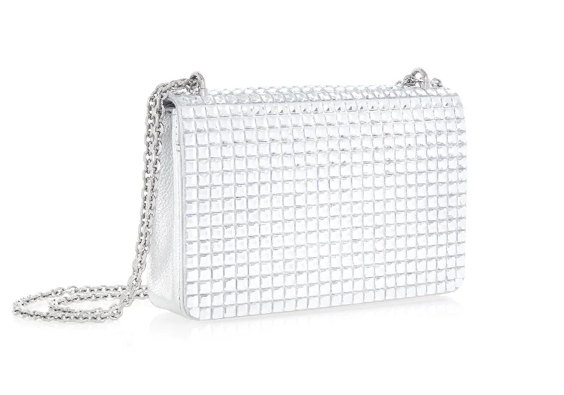 Mother - of - pearl clutch with a delicate sheenCricket Squares Silver