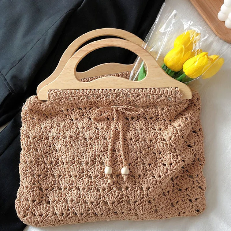 Metallic handle bag with a shimmery finish for glamorous evening eventsElena Handbags Crochet Harajuku Style Bag