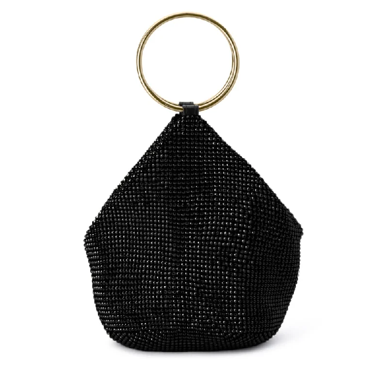 Convertible handle bag that can be worn as a shoulder bag with an adjustable strapELLIE Crystal Mesh Ring Handle Bag