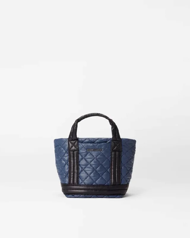 Embroidered silk handle bag with intricate peacock motifs for a touch of luxuryEmpire Tote Mini Navy/ Black