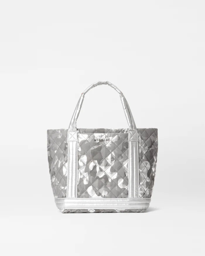 Faux fur - trimmed handle bag for a cozy and stylish winter accessoryEmpire Tote Small Matte Silver/ Silver Metallic Camo