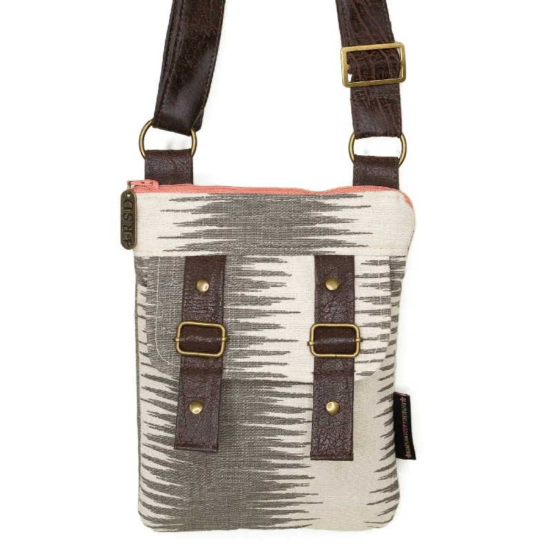 Lightweight nylon crossbody bag with a floral print for spring outingsErin: Grey Birch