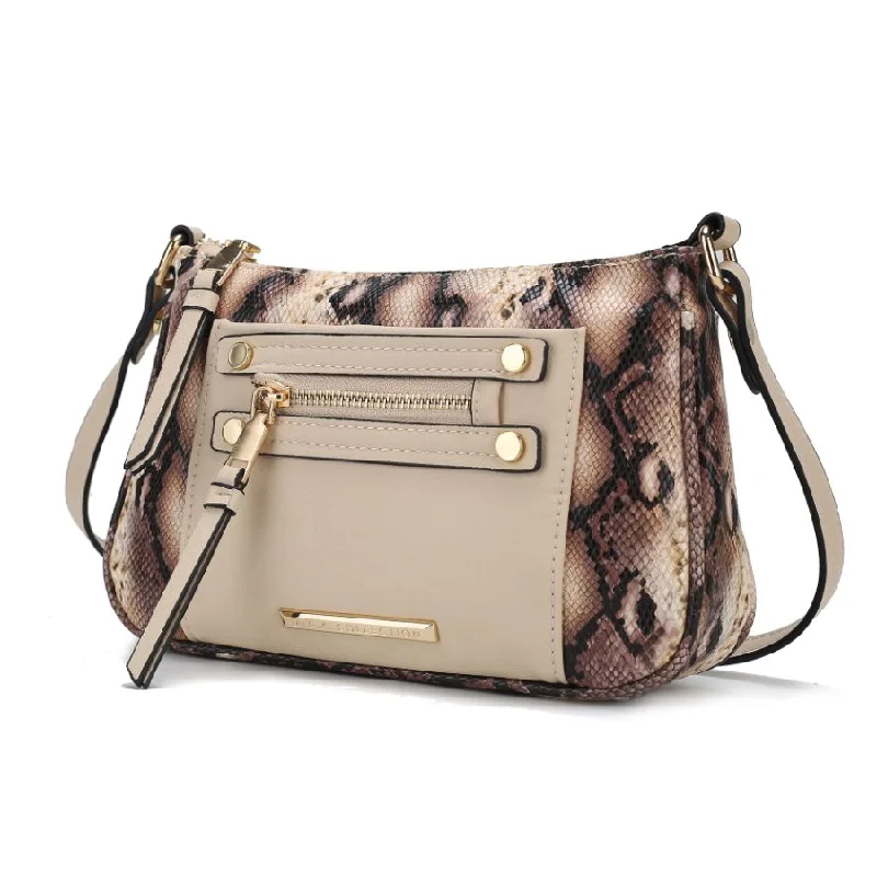 Faux fur crossbody bag with a soft and fluffy texture for winterEssie Snake embossed Vegan Leather Crossbody