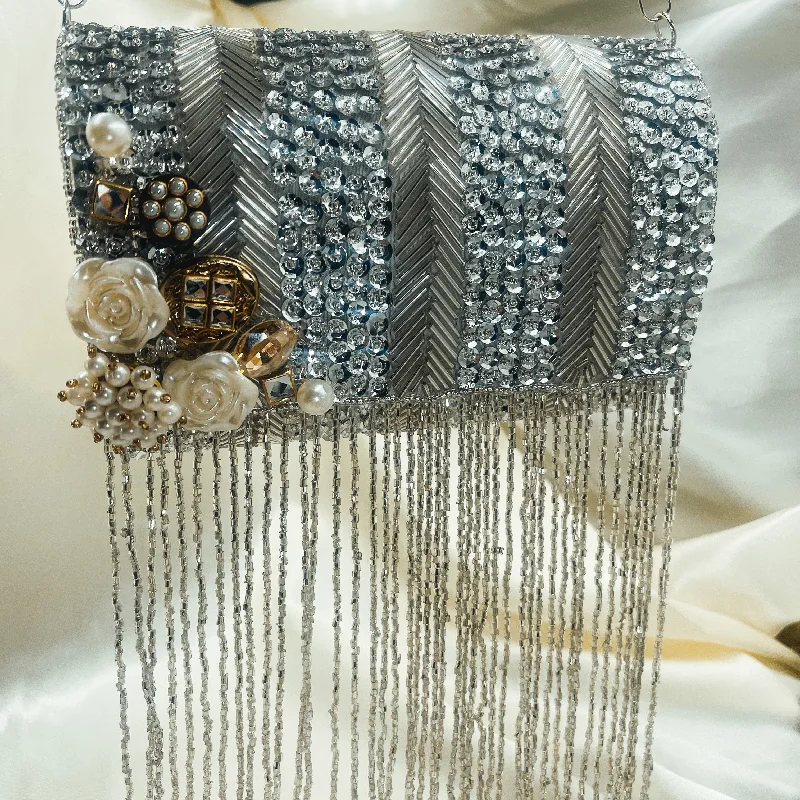 Sequined clutch in a metallic color for a party lookFANTASY Flap Bag