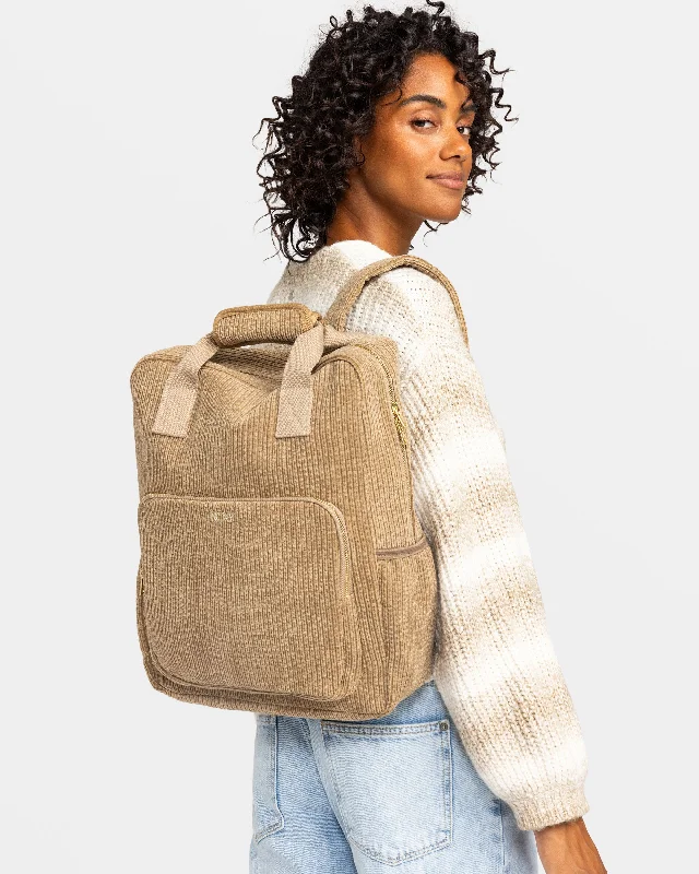 Faux fur backpack with a fluffy exterior for a winter fashion statementFeeling Good Small Corduroy Backpack - Oil Green