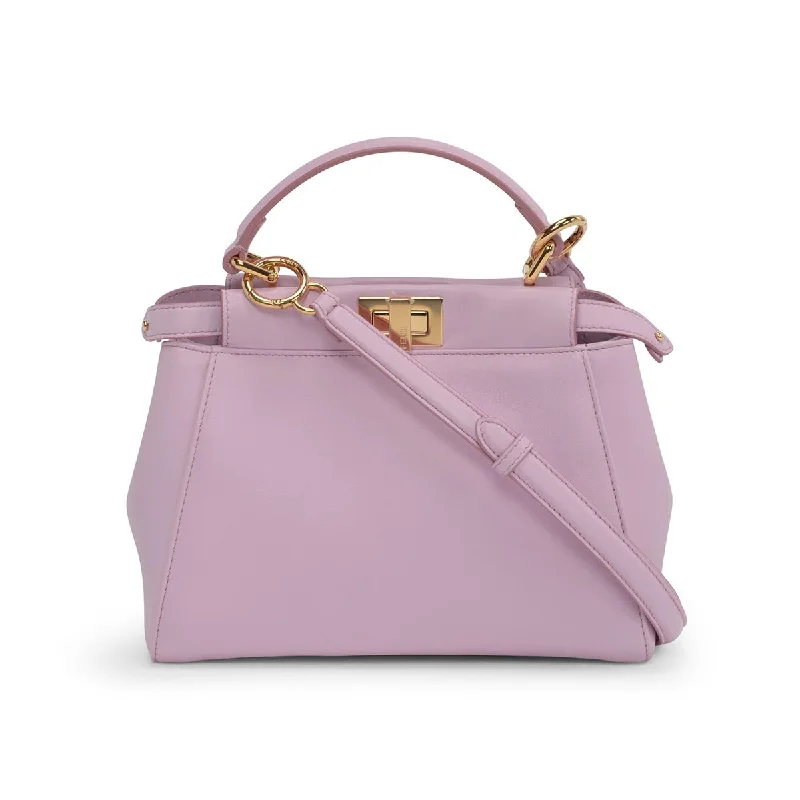 Vegan leather handle bag made from recycled materials for eco - conscious consumersFendi Pink Nappa Mini Peekaboo Bag