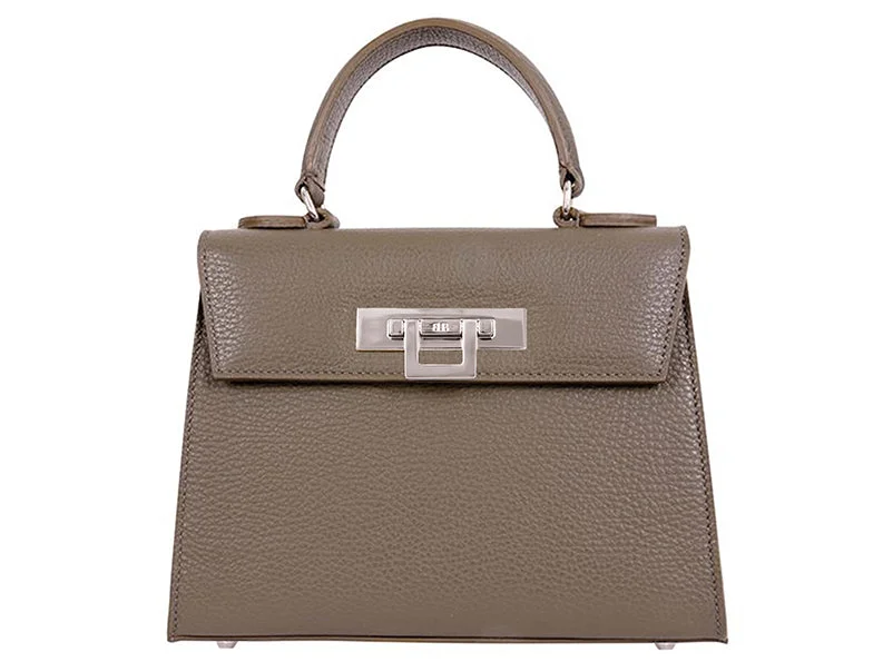 Studded leather shoulder bag with a punk - rock aestheticFonteyn Midi Caribou - Taupe/Silver