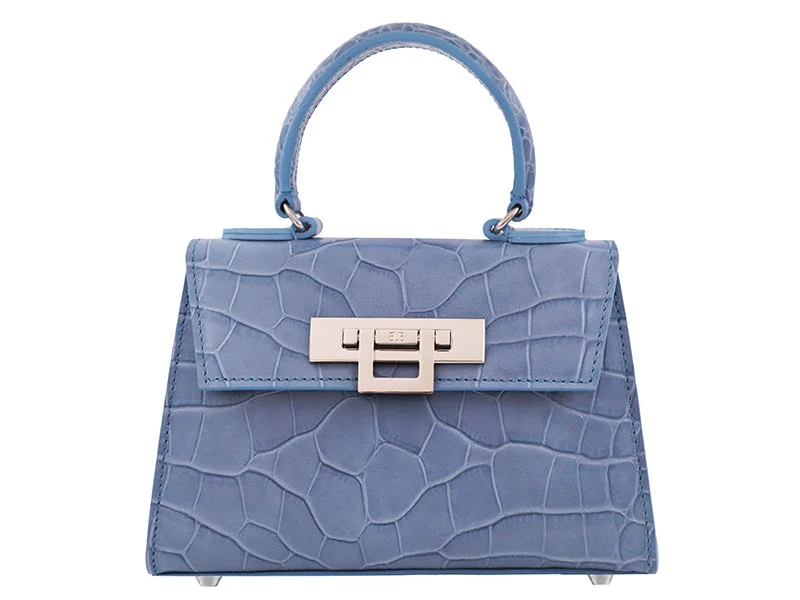 Studded leather shoulder bag with a punk - rock aestheticFonteyn Mignon Orinoco - Bluebell/Silver