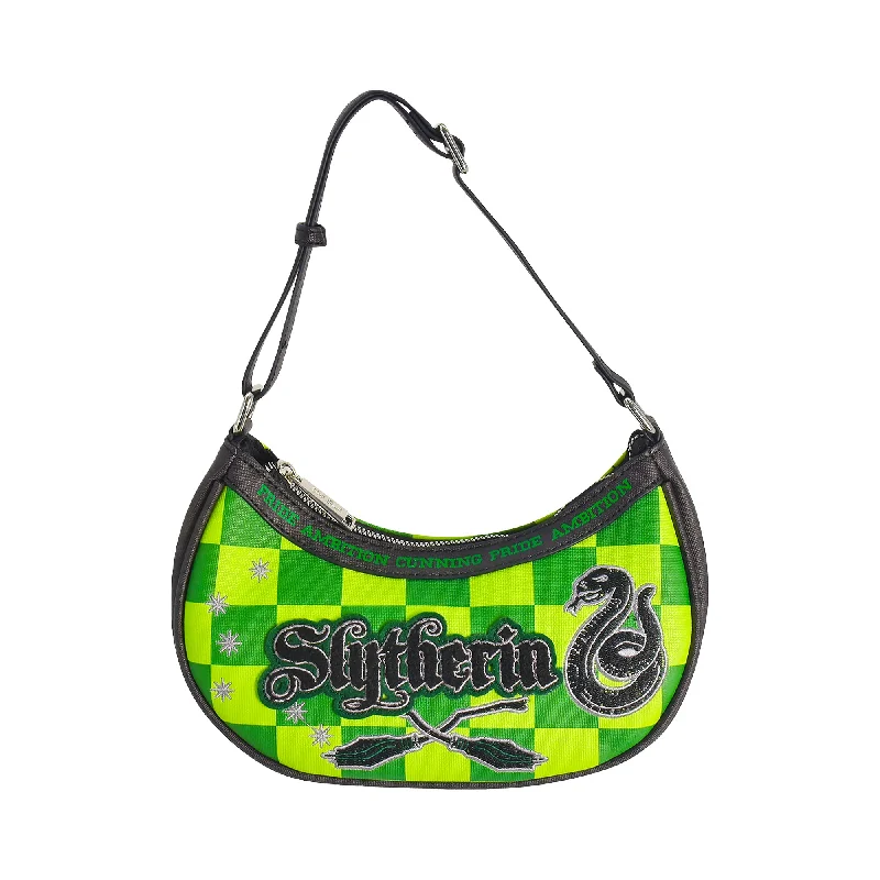 Laser - cut leather shoulder bag with an abstract pattern for a modern touchFred Segal Harry Potter Checker Slytherin Shoulder Bag