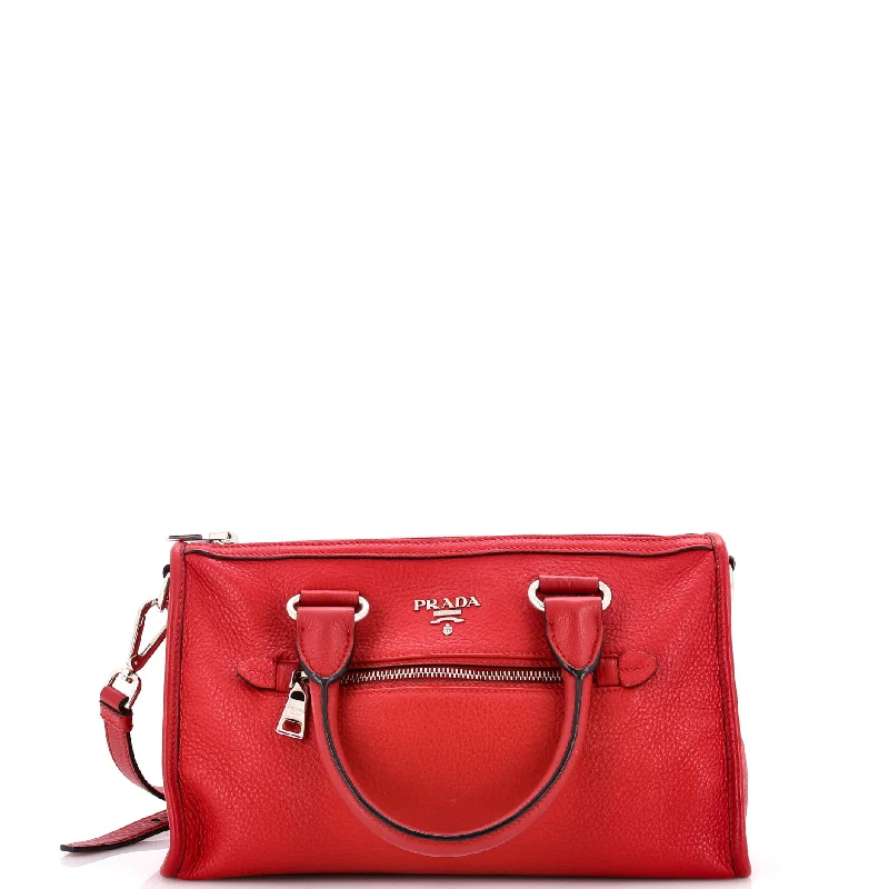 Satchel with a detachable strap for easy customizationFront Zip Convertible Satchel Vitello Phenix Small