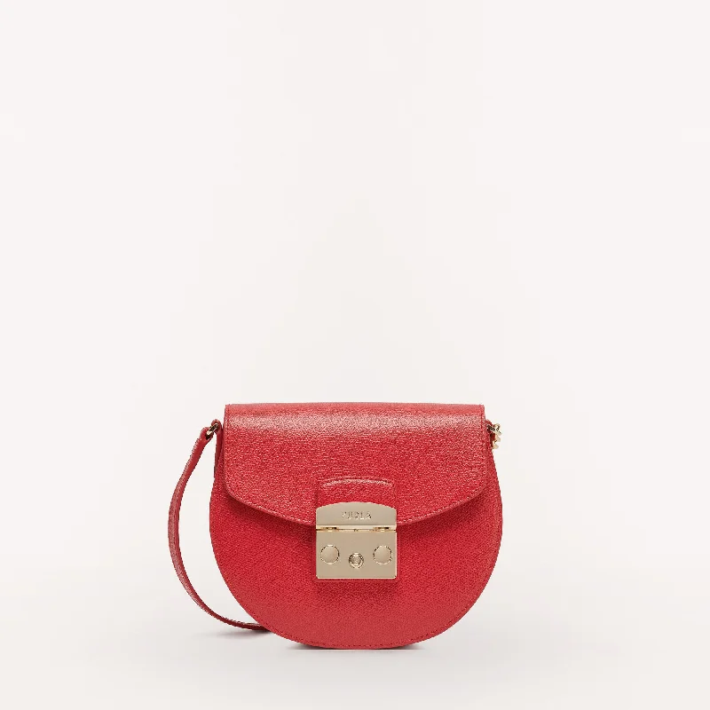 Crossbody bag with a detachable strap for easy customizationFurla Metropolis Crossbody Mini Red