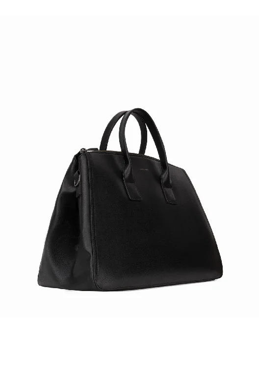 Vintage - style leather handle bag with a structured silhouette and a tassel charmGIGI WEEKENDER BAG (Black)