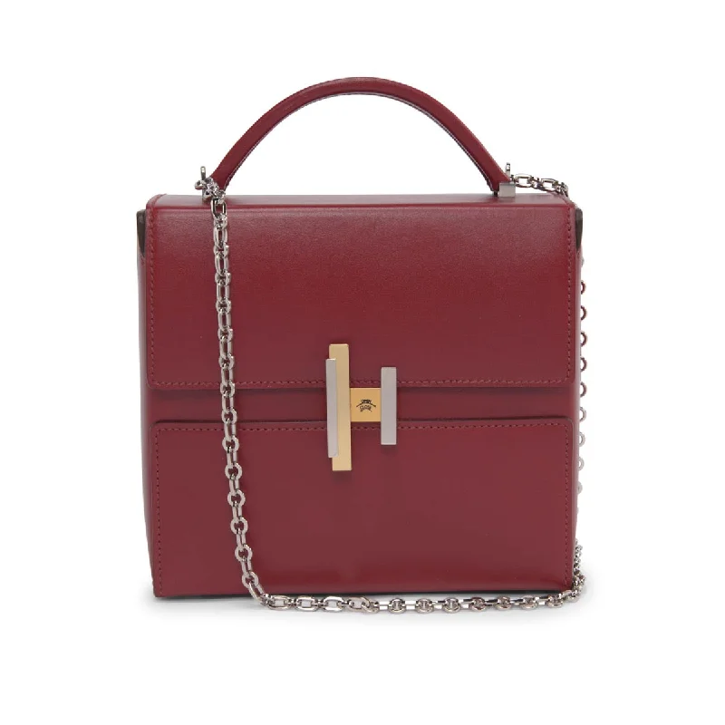 Women's genuine leather handle bag with a classic saddle shape and gold - tone hardwareHermes Rubis Tadelakt Cinhetic Bag