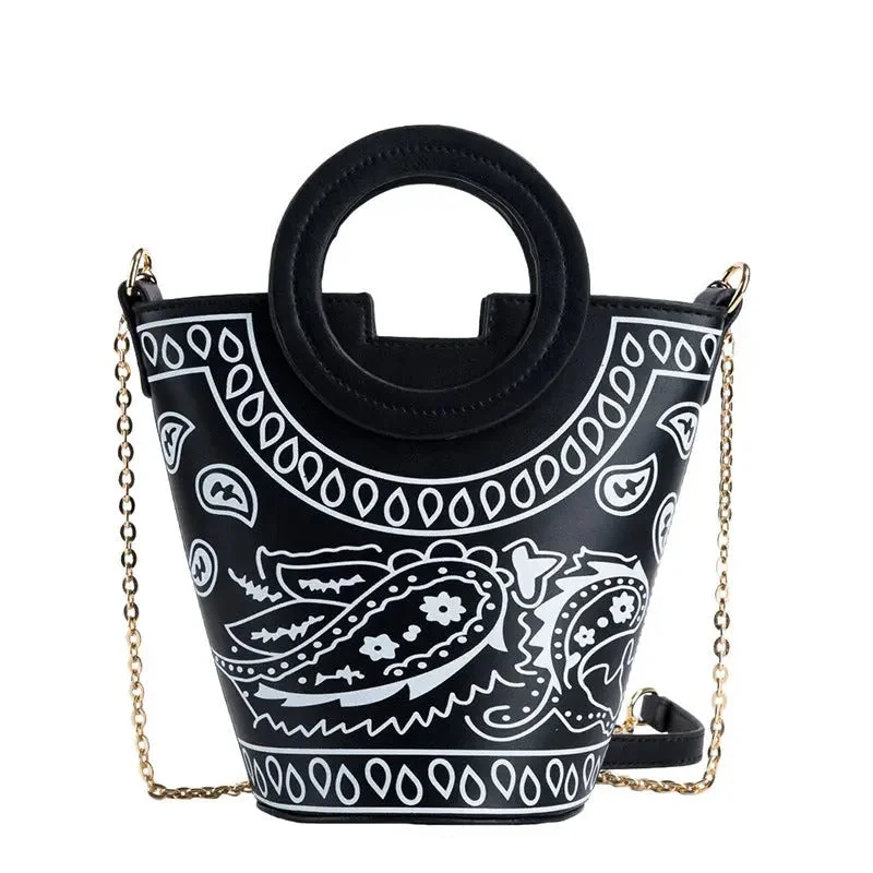 Women's lace - trimmed satin clutch bags for formal occasionsHigh Quality PU Leather Crossbody Bandana Bag Luxury Handbags for Girl Bucket Bag Women Ladies Designer Bandana Purse