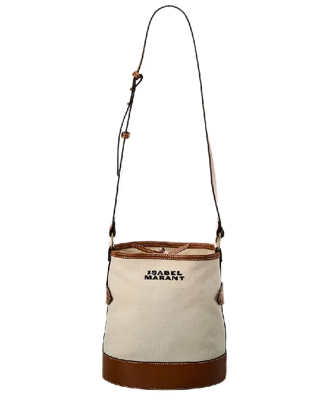 Shoulder bag with a hidden anti - theft pocket and RFID - blocking technologyIsabel Marant Canvas & Leather Shoulder Bag