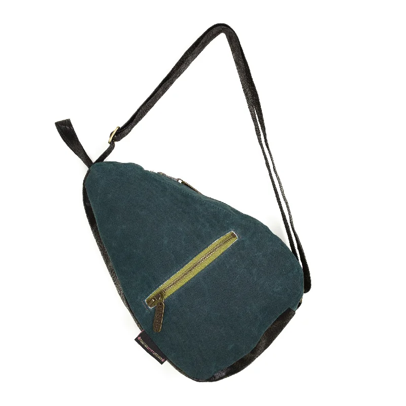 Faux fur crossbody bag with a soft and fluffy texture for winterKatie Premier: Deep Teal Waxed Canvas