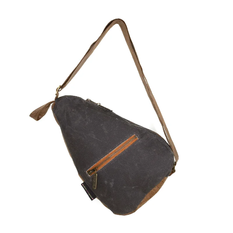 Silk crossbody bag with a delicate print for a feminine touchKatie: Waxed Canvas Charcoal