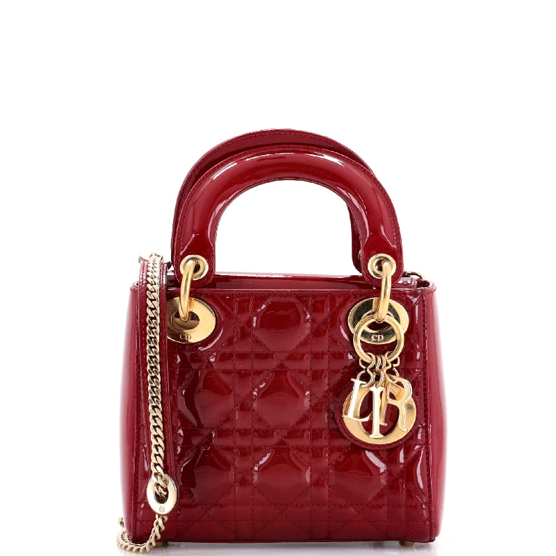 Studded satchel with a punk-rock edgeLady Dior Chain Bag Cannage Quilt Patent Mini