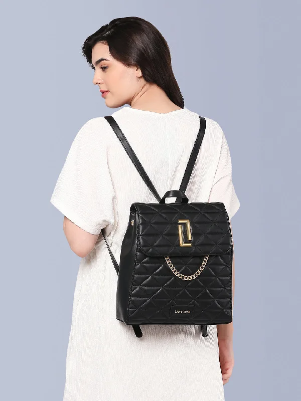 Laser - cut leather backpack with an intricate geometric designLavie Luxe Black Medium Women's Casper Girl's Backpack