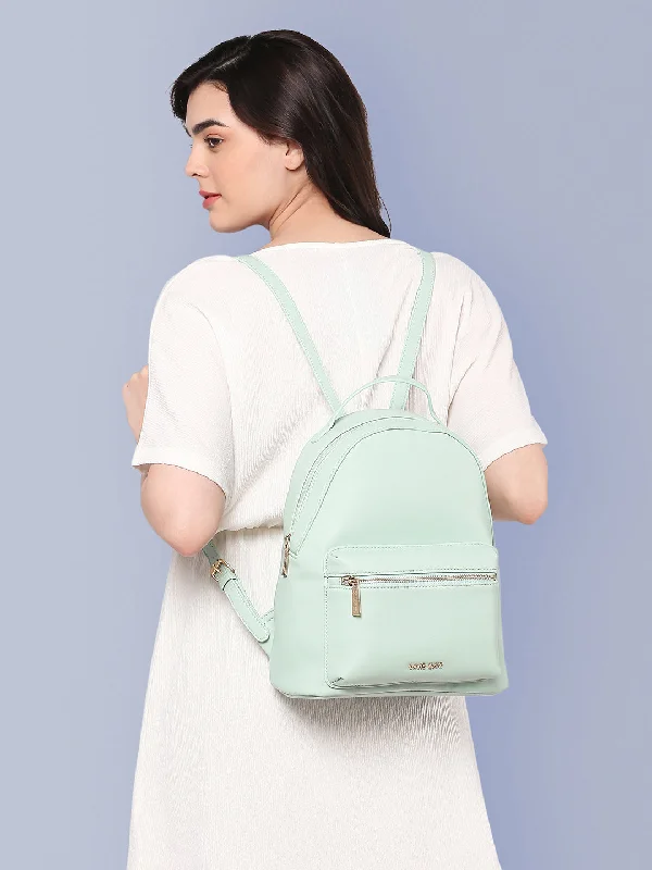 Leatherette backpack with a quilted texture and a magnetic snap closureLavie Luxe Mint Medium Women's Waffle Girl's Backpack