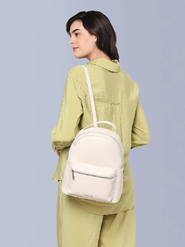 Vegan leather backpack made from sustainable materials for eco - conscious consumersLavie Luxe Off White Medium Women's Waffle Girl's Backpack