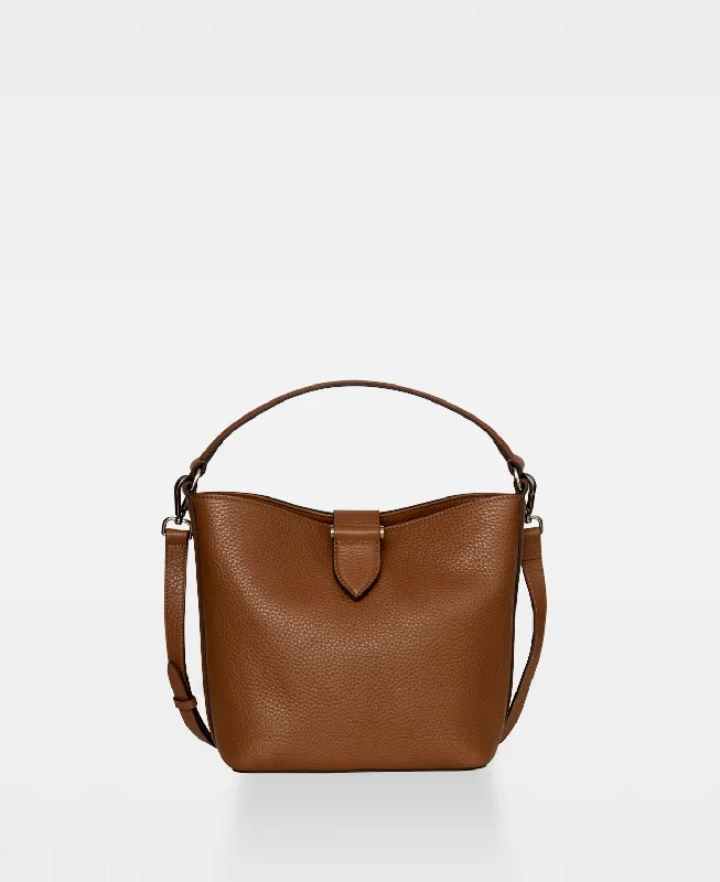 Handle bag with a hidden anti - theft pocket and RFID - blocking liningLEXIE small bucket bag - Cognac