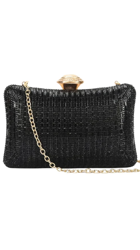 Fur - trimmed evening bag for a luxurious winter eventLisa Clutch - Black