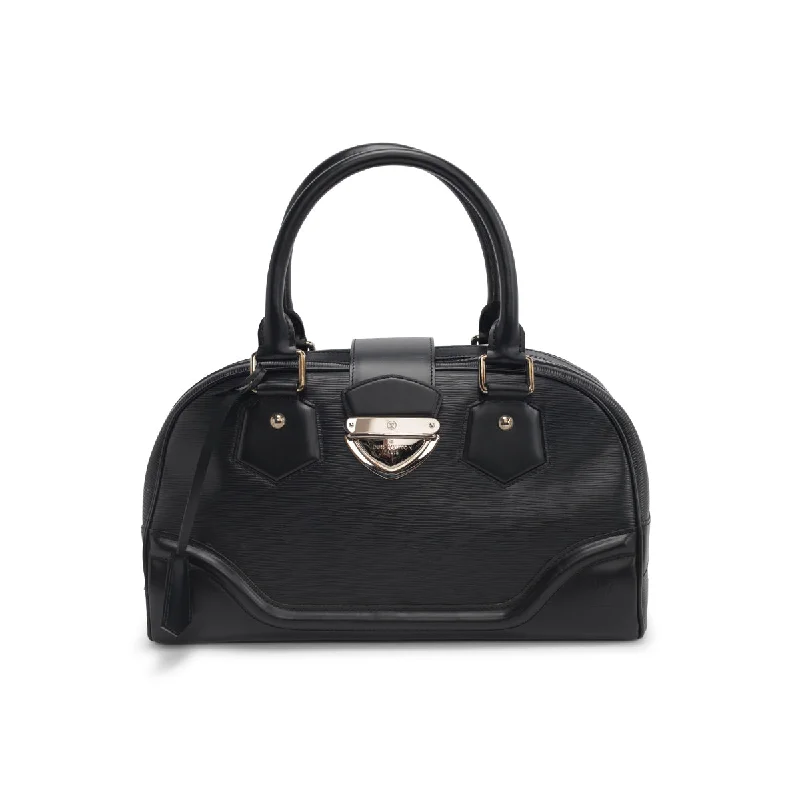 Vegan leather handle bag made from recycled materials for eco - conscious consumersLouis Vuitton Black Epi Leather Montaigne GM