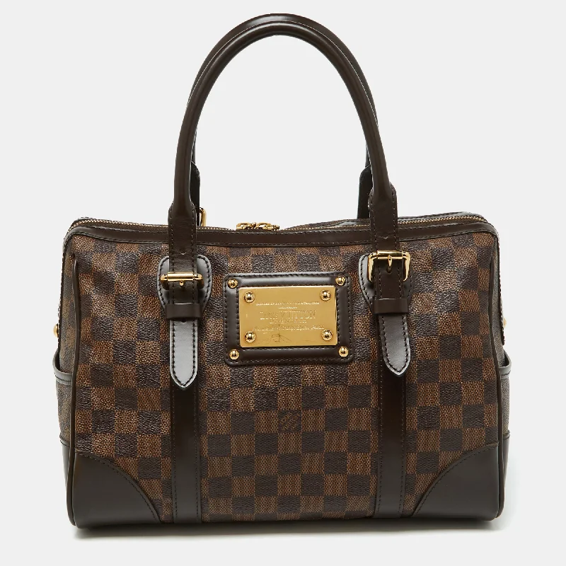 Leatherette satchel with a quilted pattern for a sophisticated styleLouis Vuitton Damier Ebene Canvas Berkeley Bag