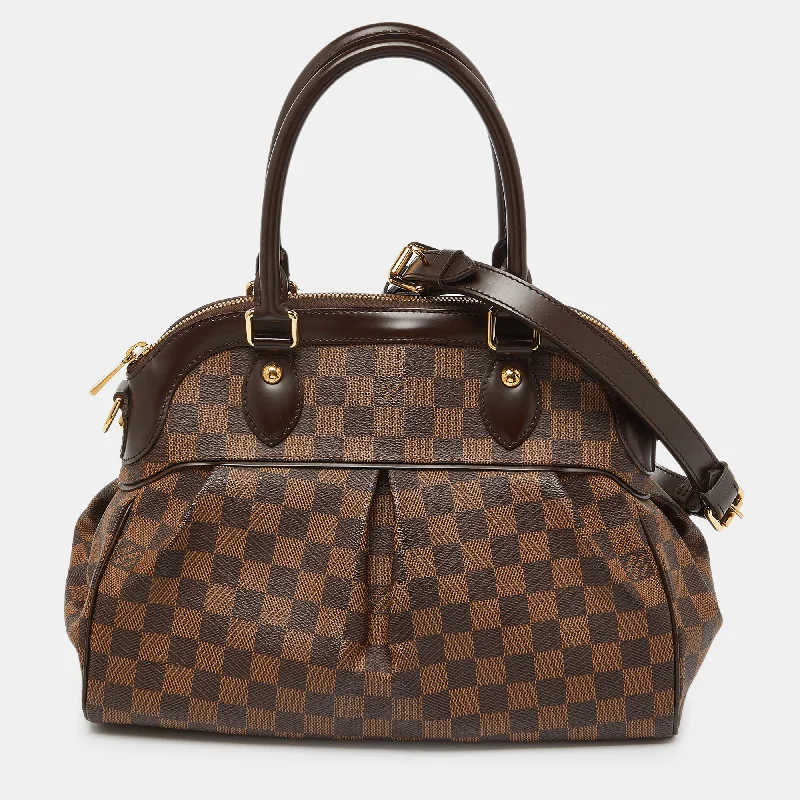 Silk satchel with a delicate paisley print for a feminine aestheticLouis Vuitton Damier Ebene Canvas Trevi Pm Bag