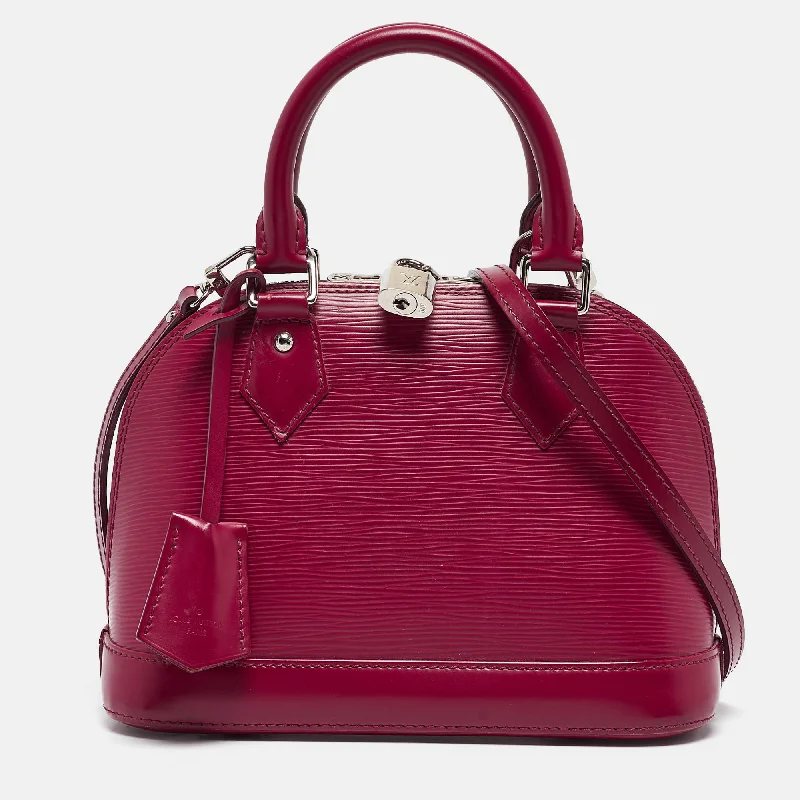 Satchel with multiple compartments and dividers for organizationLouis Vuitton Fuchsia Epi Leather Alma Bb Bag