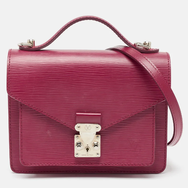 Satchel with a detachable strap for easy customizationLouis Vuitton Fuchsia Epi Leather Monceau Bb Bag