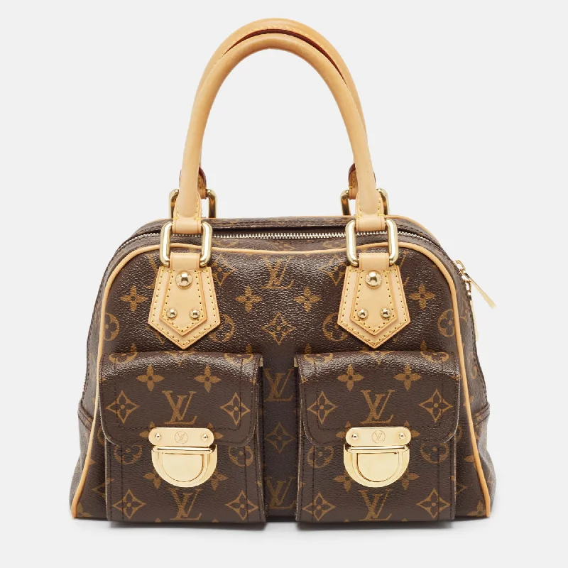 Plus-size satchel with a spacious interior for carrying all essentialsLouis Vuitton Monogram Canvas Manhattan Pm Bag..