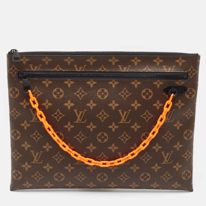 Satchel with multiple compartments and dividers for organizationLouis Vuitton Monogram Canvas Solar Ray A4 Pochette