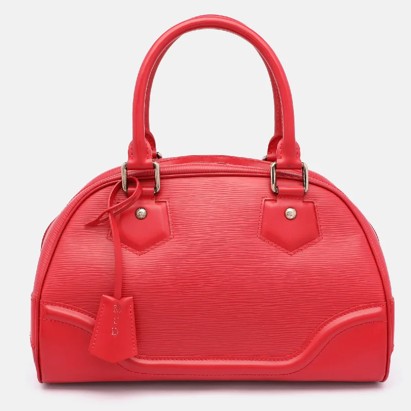 Satchel with a hidden anti-theft pocket for securityLouis Vuitton Rouge Epi Leather Montaigne Pm Bag