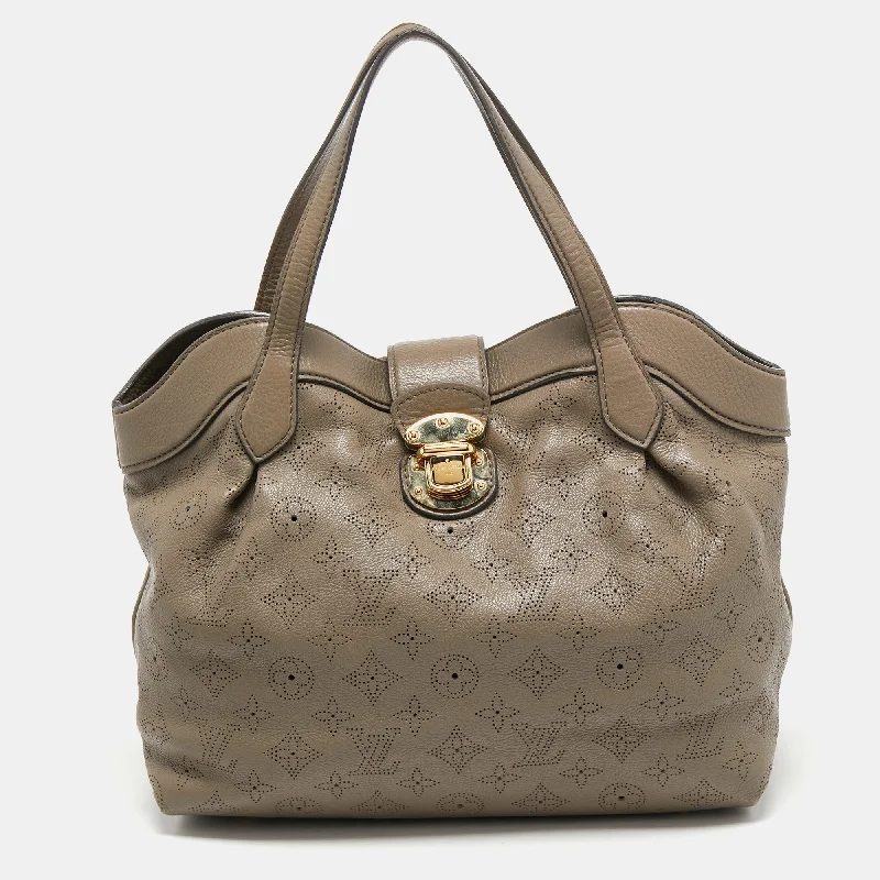 Vegan leather satchel for eco-conscious consumersLouis Vuitton Taupe Monogram Mahina Leather Cirrus Pm Bag