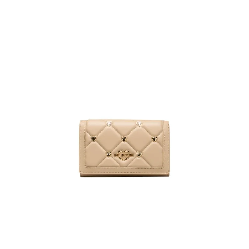 Silk crossbody bag with a delicate print for a feminine touchLove Moschino Beige Polyethylene Women Crossbody