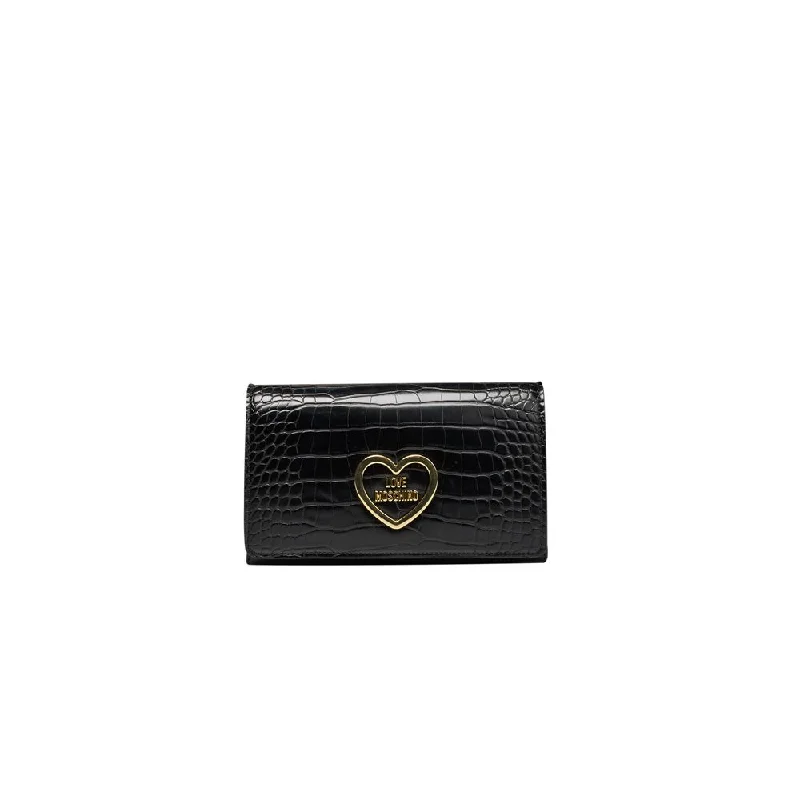 Crossbody bag with a magnetic snap closure for quick accessLove Moschino Black Polyethylene Women Crossbody Bag