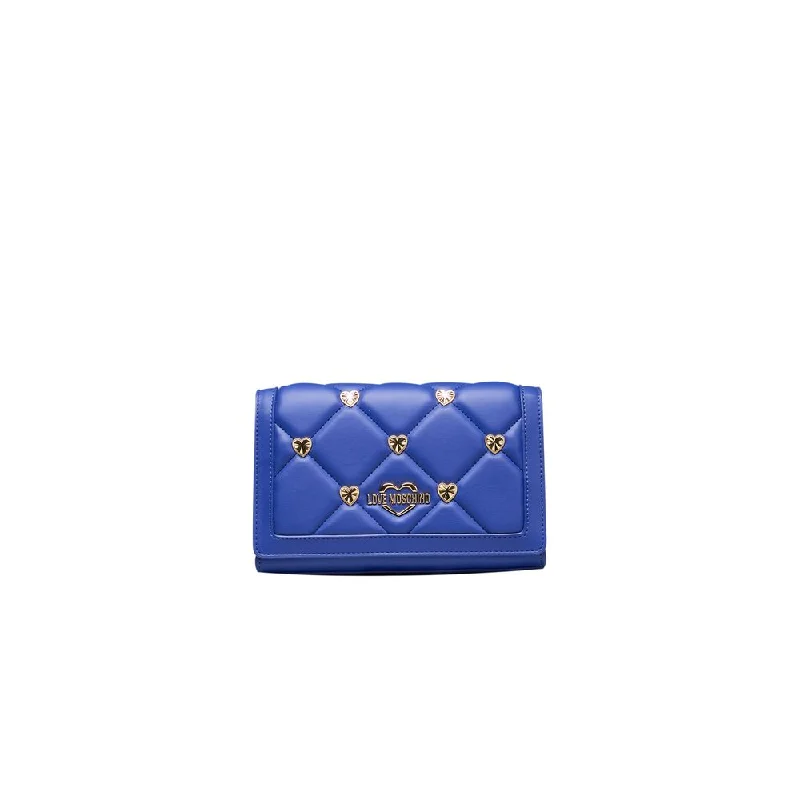 Canvas crossbody bag with a patchwork design for a casual and artsy feelLove Moschino Blue Polyethylene Women Crossbody Bag