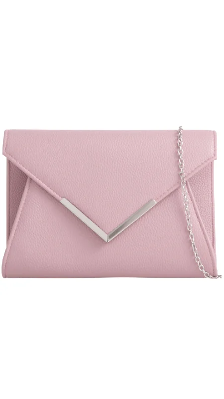 Leather evening bag with a gold - plated chain strap for a sophisticated lookLucy Clutch- Dusty Pink